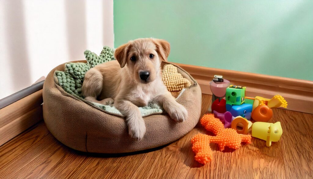 Espacio y juguetes para la llegada de un perro a casa