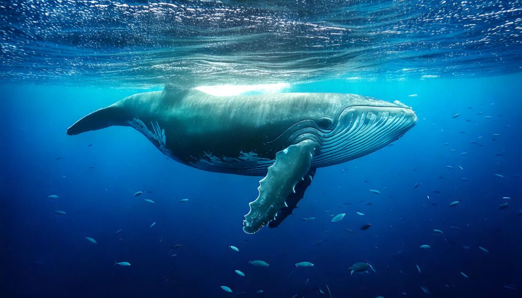 Ballena bajo el océano