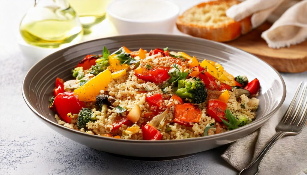 Bowl de quinoa con verduras asadas