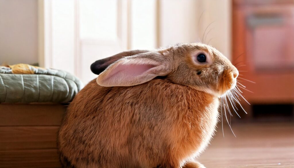 Orejas hacia atrás de un conejo