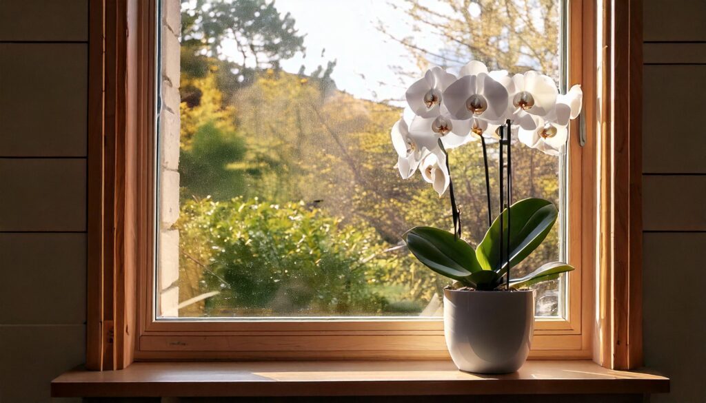 Orquídea en el baño de casa