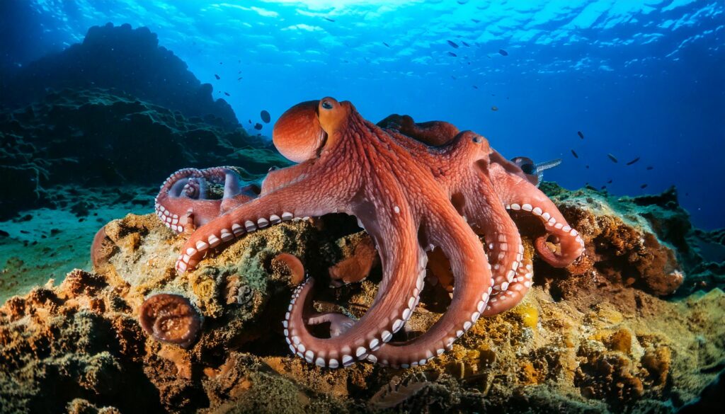 Pulpo bajo el océano