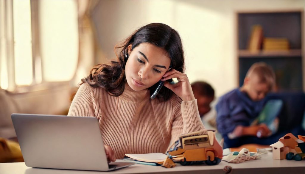 Teletrabajando en casa con niños