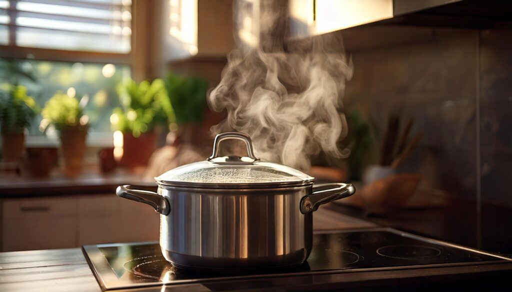 Ahorro de energía tapando una olla