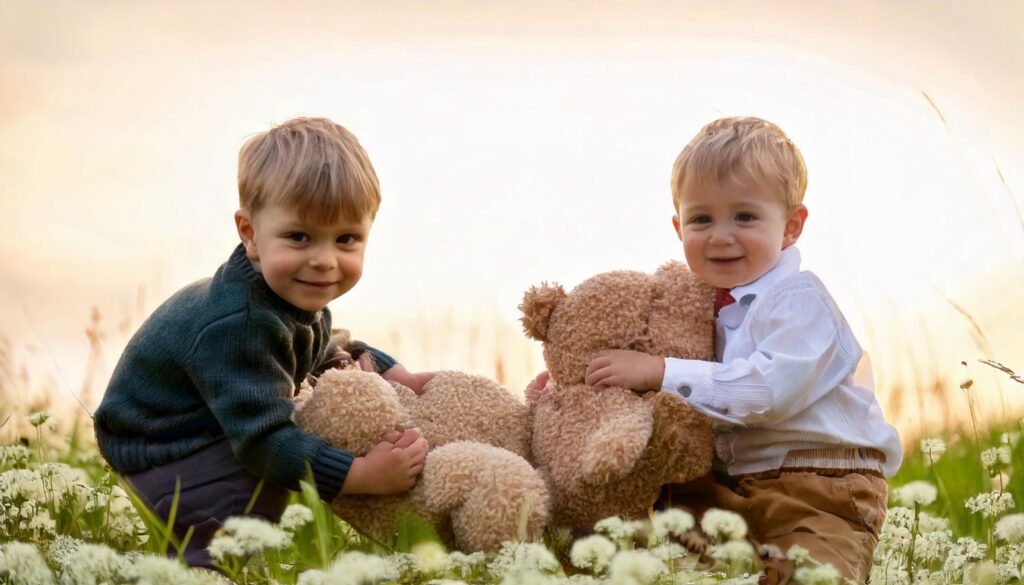 Hermanos gemelos jugando