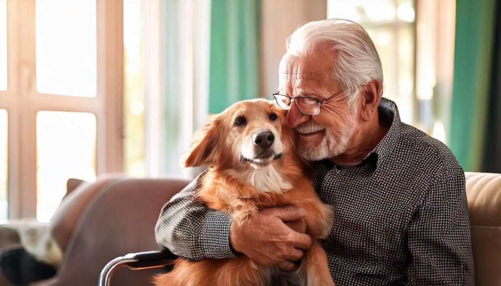 Perro utilizado para terapia para ancianos