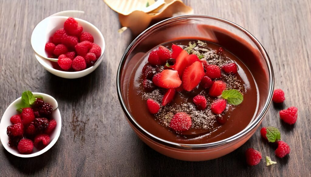 Mousse de chocolate con frutos rojos